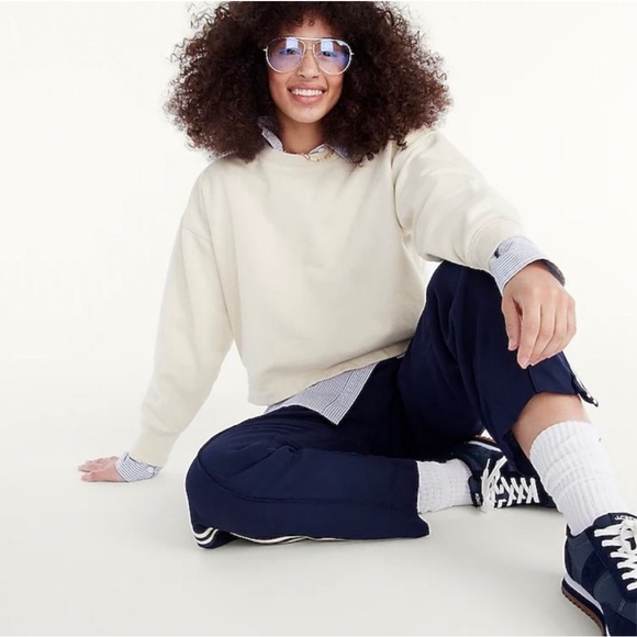 NWT J. Crew University Terry Cropped Crewneck Sweatshirt - Size Small pink - Picture 11 of 12